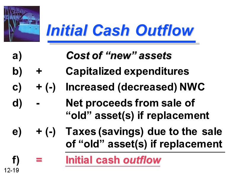 Initial Cash Outflow a)     Cost of “new” assets b) 